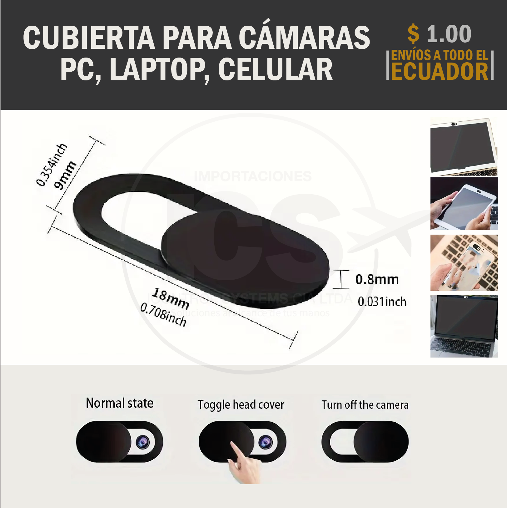 CUBIERTA TAPA CAMARA WEB PC LAPTOP CELULAR TABLET